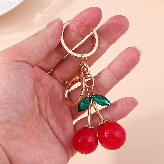 Keychain Fruit Cherry Crystal, Fruit Cherry Crystal Keys